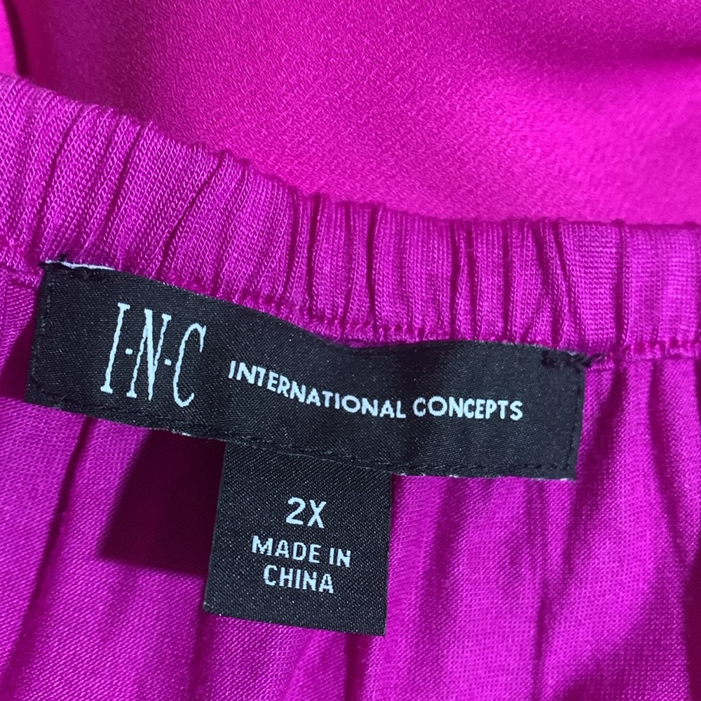 INC International Concepts Top Blouse 2X NWT Pink/Purple/Magenta Flame Stretchy - Picture 15 of 16